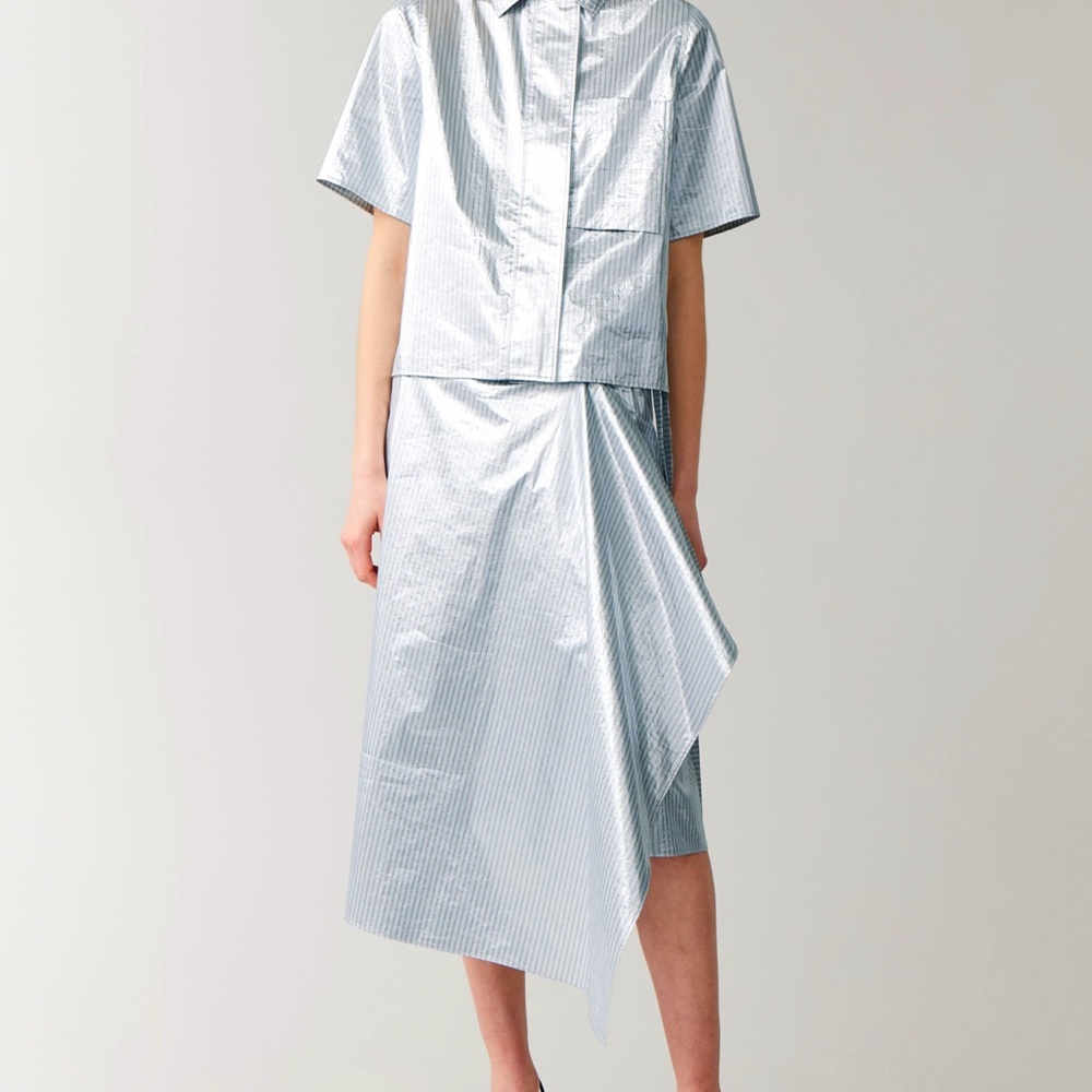 Metallic Striped Wrap Skirt